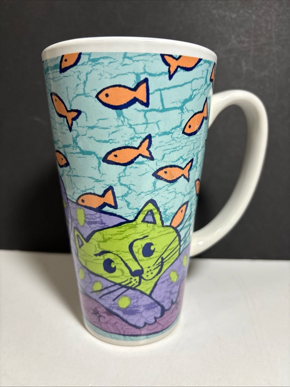 Riviera Van Beers By Signature Housewares "Big Cat" Tall Ceramic Coffee Mug 6"